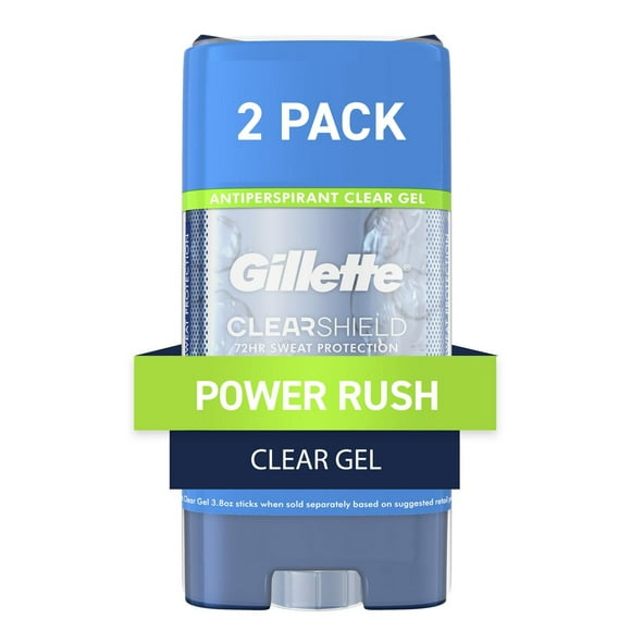 Gillette Clear Gel Antiperspirant and Dedorant for Men Power Rush, Twin pack 2 of 108g