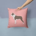thumbnail image 2 of Boston Terrier Checkerboard Pink Fabric Decorative Pillow, 2 of 4