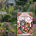 thumbnail image 5 of 1 piece, Valentine's Day Double-sided Garden Flag - 2D flat cute kitten embrace pattern design, courtyard logo, perfect for courtyard, lawn and outdoor decoration, garden decoration, party decoration, 5 of 8