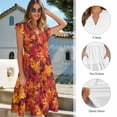 thumbnail image 6 of Uorisanigo Maple Leaf Matching Couple Outfits Thanksgiving Husban and Wife Clothing Comfort Men's Short Sleeve Shirt Workwear and Womens Midi Dress Elegant Party Dresses Size M, 6 of 7