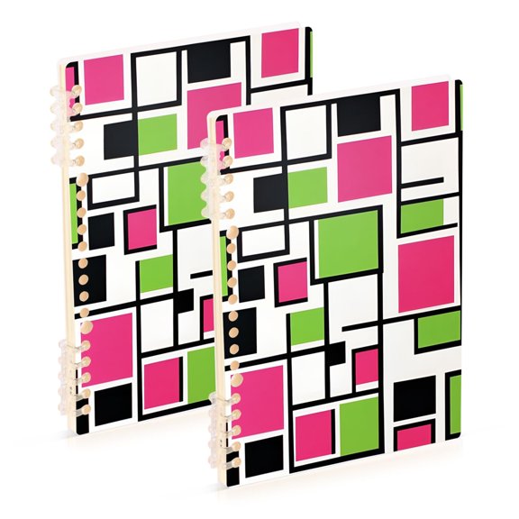 FORMRS 1-Subject Spiral Notebook 8" x 5" College Ruled 60 Refillable Sheet, Abstract Geometric