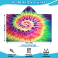 thumbnail image 2 of Colorful Tie Dye Pattern Hooded Bath Towel，60"x35" for Ages 3 To 12 Kids, Quick Dry Lightweight Soft Microfiber Hood Beach Towel Cover Up for Kids, 2 of 7