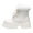 White, variant on Rokment Winter Fuzzy Combat Boots for Women 2025 Fashion Leather Platform Chunky Heel Mid Calf Snow Ankle Booties