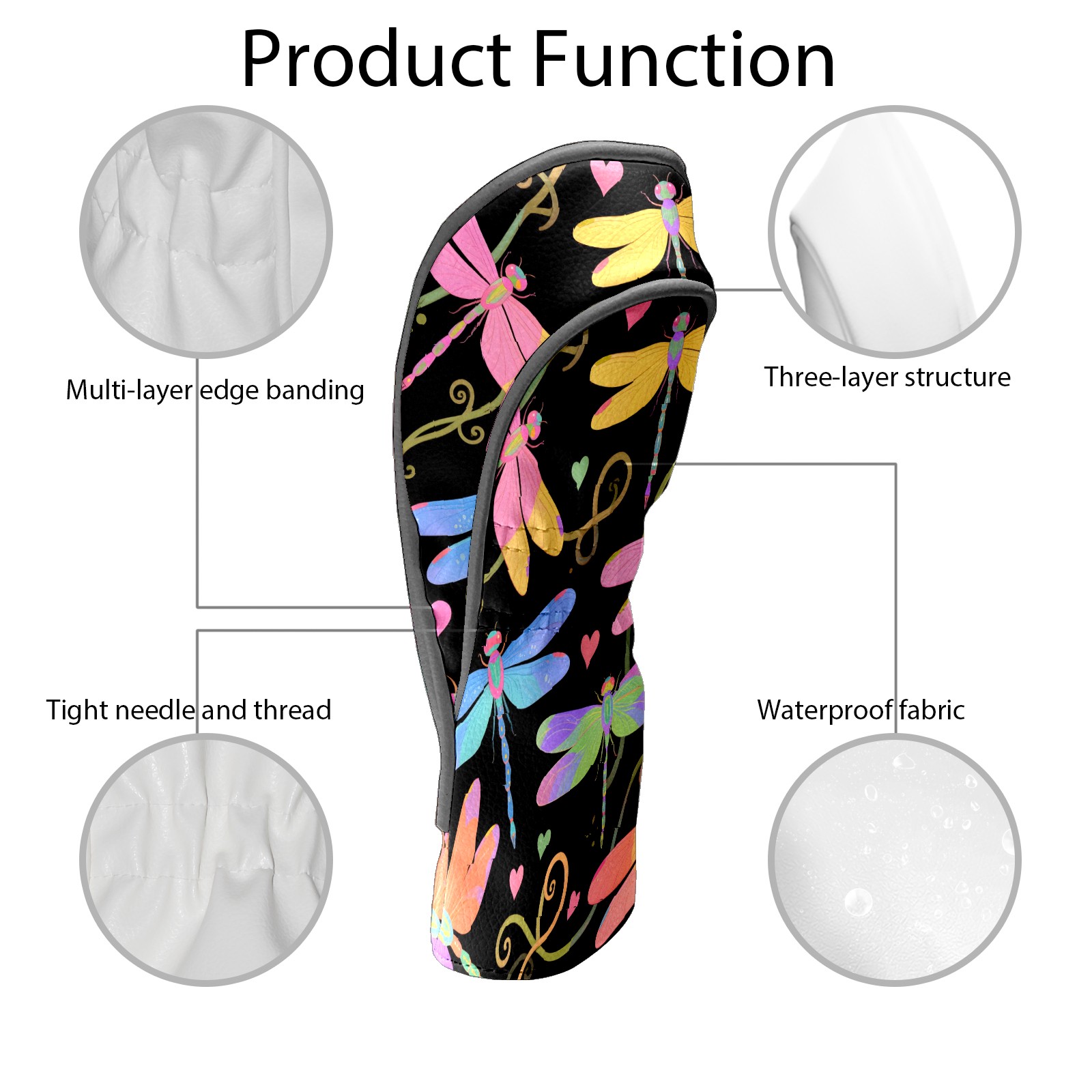 Golf Club Covers, Butterfly Premium PU Leather Driver Hybrid Putter Head Covers with Velvet Lining, Waterproof Golf Gifts for Men Women