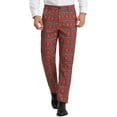 thumbnail image 1 of INSPIRE CHIC Work Pants for Men Plaid Business Formal Prom Checked Trousers 36 Red Green, 1 of 7