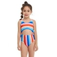 thumbnail image 2 of Bullpiano Toddler Girls Striped Swimsuits Breathable One Piece Bathing Suits for Kids Quick Dry Summer Beach Swimwear Rainbow Color Princess Beachwear 6-14TT, 2 of 5