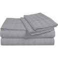 thumbnail image 3 of King Size 500-Thread-Count 4-PCs Bed Sheet Set, Luxury Egyptian Cotton Sheet Set – Soft, Durable & Breathable Bedding, Fits Mattress Upto 13-15" Deep Pocket, Stripe Silver Grey, 3 of 6