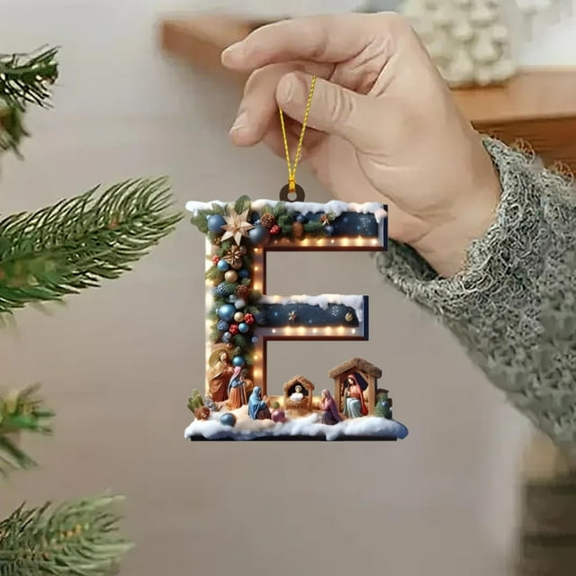 Adornos navideños personalizados con letras del alfabeto | Decoraciones colgantes con letras para árbol de Navidad, coronas y decoración navideña del hogar