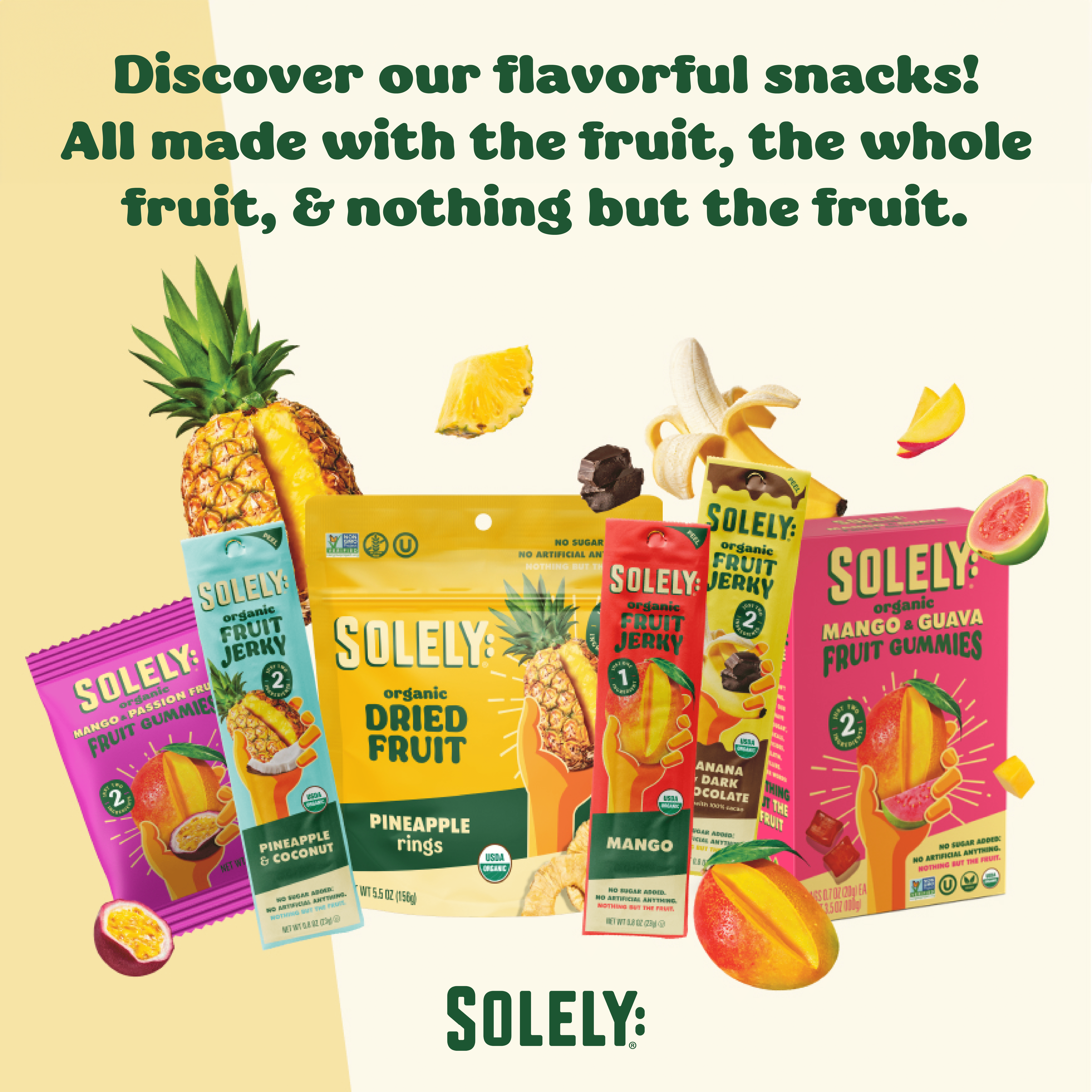 (4 pack) Solely Organic Mango Fruit Snack Jerky, Made with Real Fruit, 0.8 oz