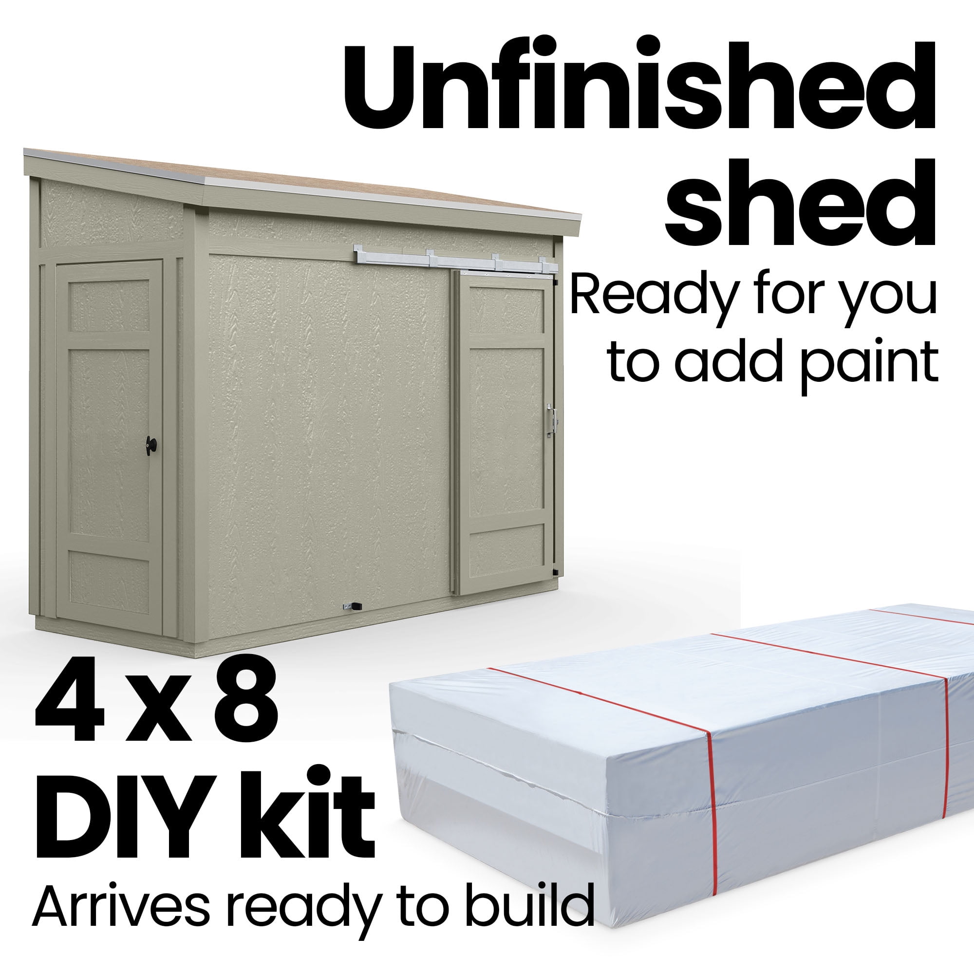 Handy Home Products Cambria 10 ft. x 4 ft. Wood Shed with Sliding Barn Door (Floor Included)