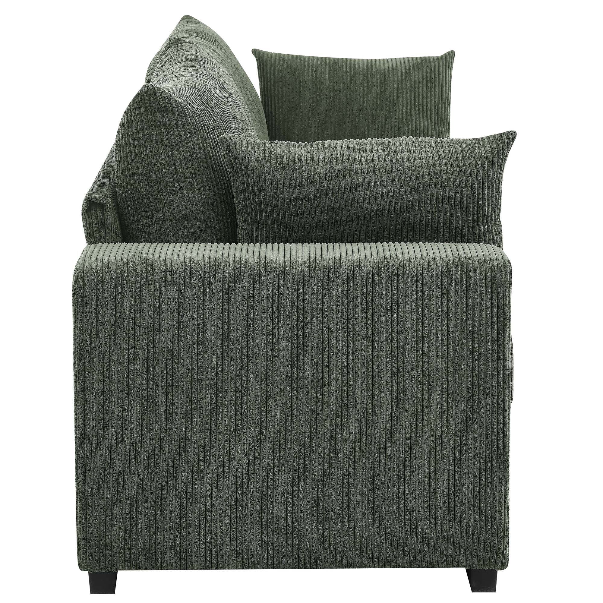 Muumblus 79"L Corduroy Sofa, Deep Seat Sleeper Couch, 3-Seater Living Room Sofa, Greens