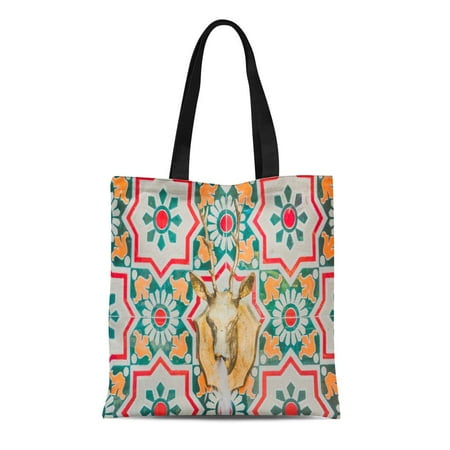 Free Hand Filler Patterns KDAGR Canvas Tote Bag Blue Moroccan Fountain Morocco Vintage Filter Pattern Architecture Reusable Shoulder Grocery Shopping Bags Handbag ()