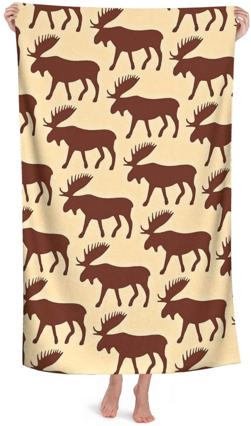Moose Beach Towel For Adults, 32 X 52 Inches, Absorbent Portable