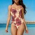 thumbnail image 2 of Enjoytime Bathing Suits for Women Ruched Floral Printed One Piece Swimsuits Square Neck Monokini Tummy Control Swimwear, 2 of 8