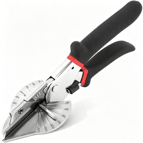 EXLEAF Adjustable Multi Angle Miter Shears, 45-135 Degree Cutter Scissors Hand Tool Pinking Shears Dowel Cutter for Soft Wood, Plastic, Pvc and Molding Trim