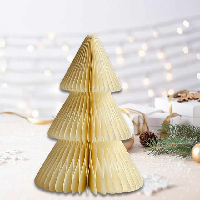 Adorno Navideño de Papel para árbol de Navidad, Estatua de árbol de Navidad, Manualidades, Adorno Decorativo de Mesa para El Hogar O La Sala de Estar. Caqui 15 cm