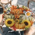 thumbnail image 4 of Round Table Cover 45-54 Inch Pumpkins Thanksgiving Waterproof Reusable Table Cloth Round Fitted Vinyl Tablecloth with Elastic Edged for Parties Outdoors, Fall Pumpkin Berry Rustic Farmhouse, 4 of 9