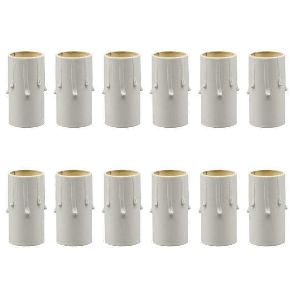 White Drip Look Candle Socket Covers for Chandeliers - 1-3/4 Inch - Candelabra Base | 12 Pack