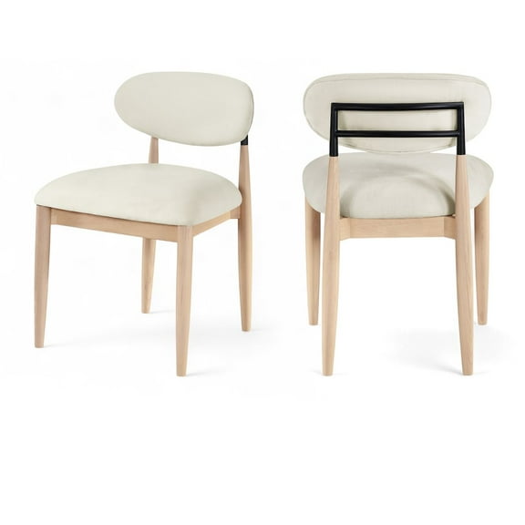Meridian Furniture Riccio Cream Performance Fabric Upholstered Dining Side Chair, Set of 2