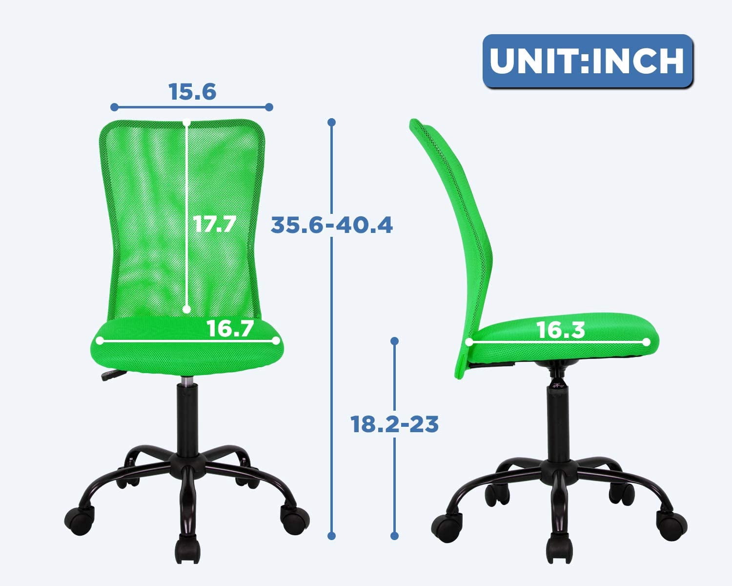FDW Ergonomic Home Office Chair, Lumbar Support, Rolling Swivel for Women(Green)