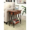 Convenience Concepts Tucson Flip Top End Table with Charging Station and Shelf, Cherry/Black