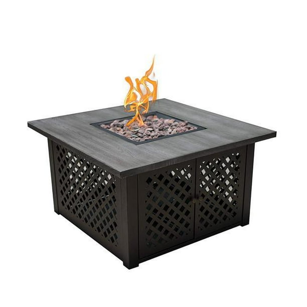 Legacy Heating 40inch Square Fire Pit With Grey Brushing Table Top and