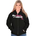 thumbnail image 3 of My Mom My Hero Breast Cancer Ribbon Zip Up Hoodie Men's Women's Brisco Brands S, 3 of 6