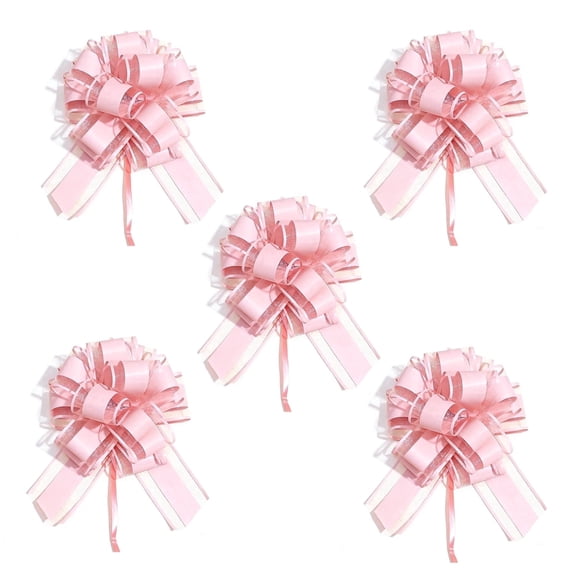 5PCS Large Pull Bows for Gift Wrapping 6 Inches Party Wedding Ribbon Bows for Boxes Baskets Flower Decorations and DIY Gifts