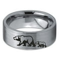 thumbnail image 2 of Tungsten Adult Bear Cub Following Walking Band Ring 8mm Men Women Comfort Fit Gray Flat Cut Brushed Polished, 2 of 4