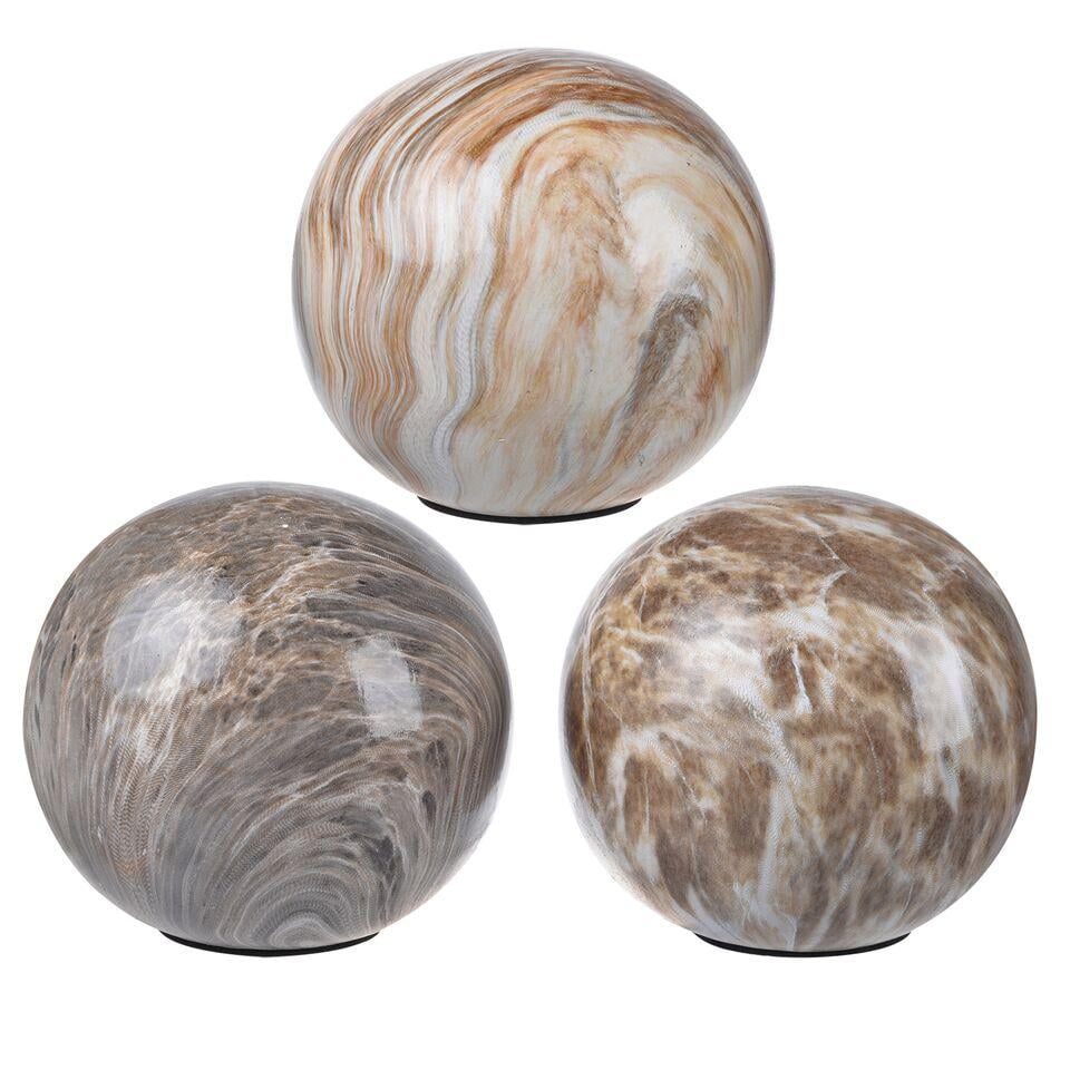 Decorative Balls, Set of 3, Brown