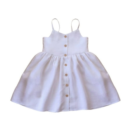 

LUOGENLI Girls Dress Shoes Size 1 Toddler Girl Summer Cotton Linen Solid Print Dress Camisole Dress Daily Wear and School Dress Girls Dresses 5T with Pockets 18-24 Months