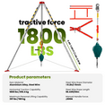 thumbnail image 6 of Industrial Rescue Tripod, Aluminium Steel Build, 1800 lbs Horizontal Towing, 397 lbs Capacity, 98.43 ft Cable, Protection Chain, Fall Arrester for Well, Underground Pipe, 6 of 9