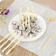 thumbnail image 1 of Púas de tenedor de bambú desechables | 80PCS Brochetas de Comida para Picar | Palitos de frutas para aperitivos, cócteles, barbacoa, restaurantes | Pequeño, fácil de transportar | 9x0.7x0.2cm, 1 of 8