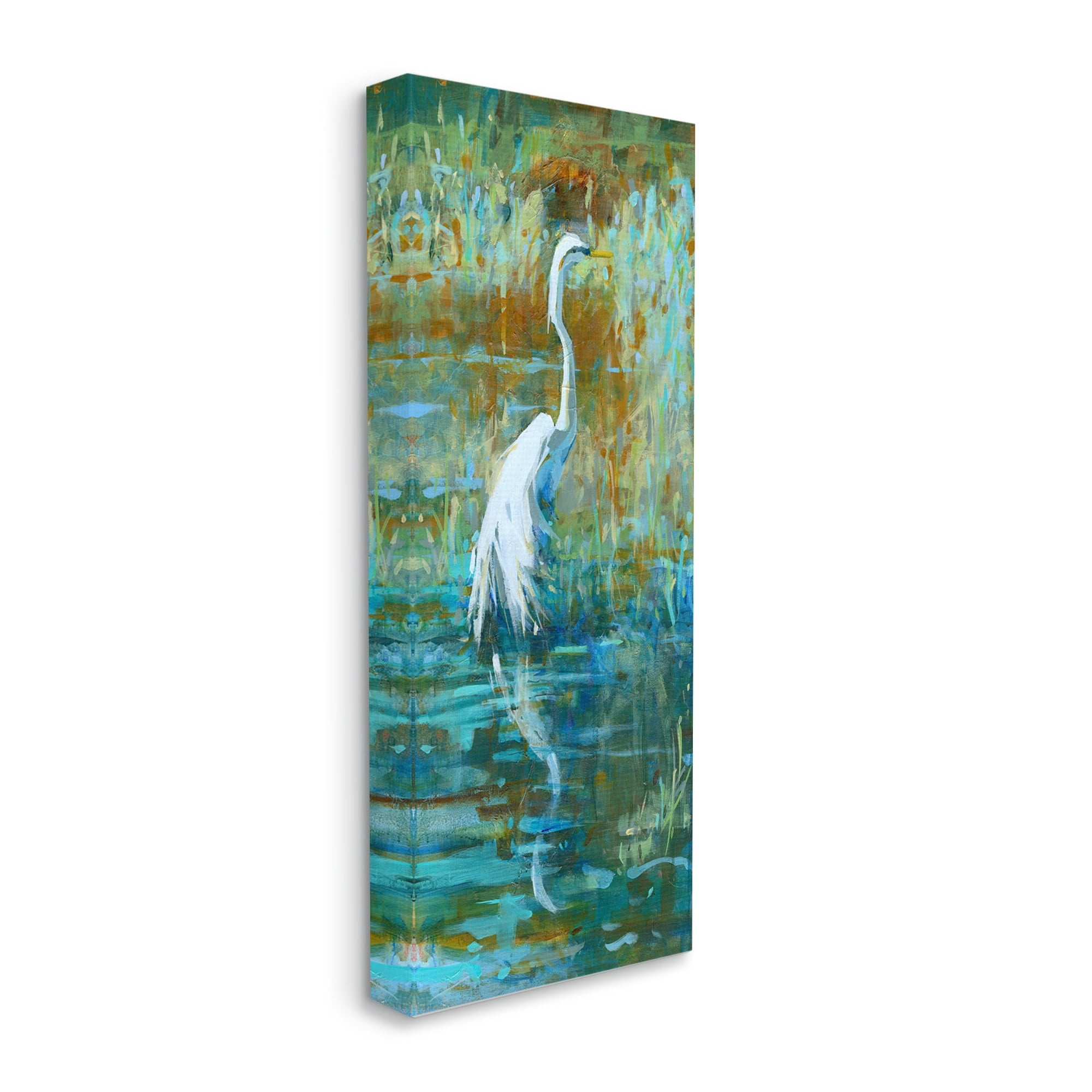 Stupell Industries Egret Bird Swimming Pond Nature Coastal Painting Gallery Wrapped Canvas Print Wall Art