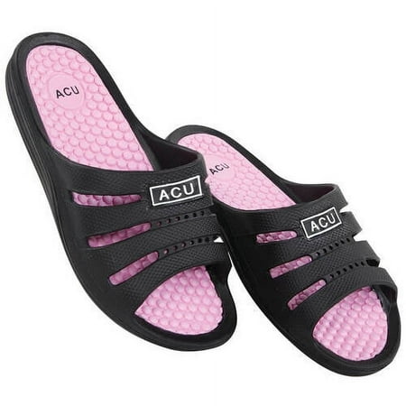 

Massaging Comfort Slides Ladies-7-Black/Pink