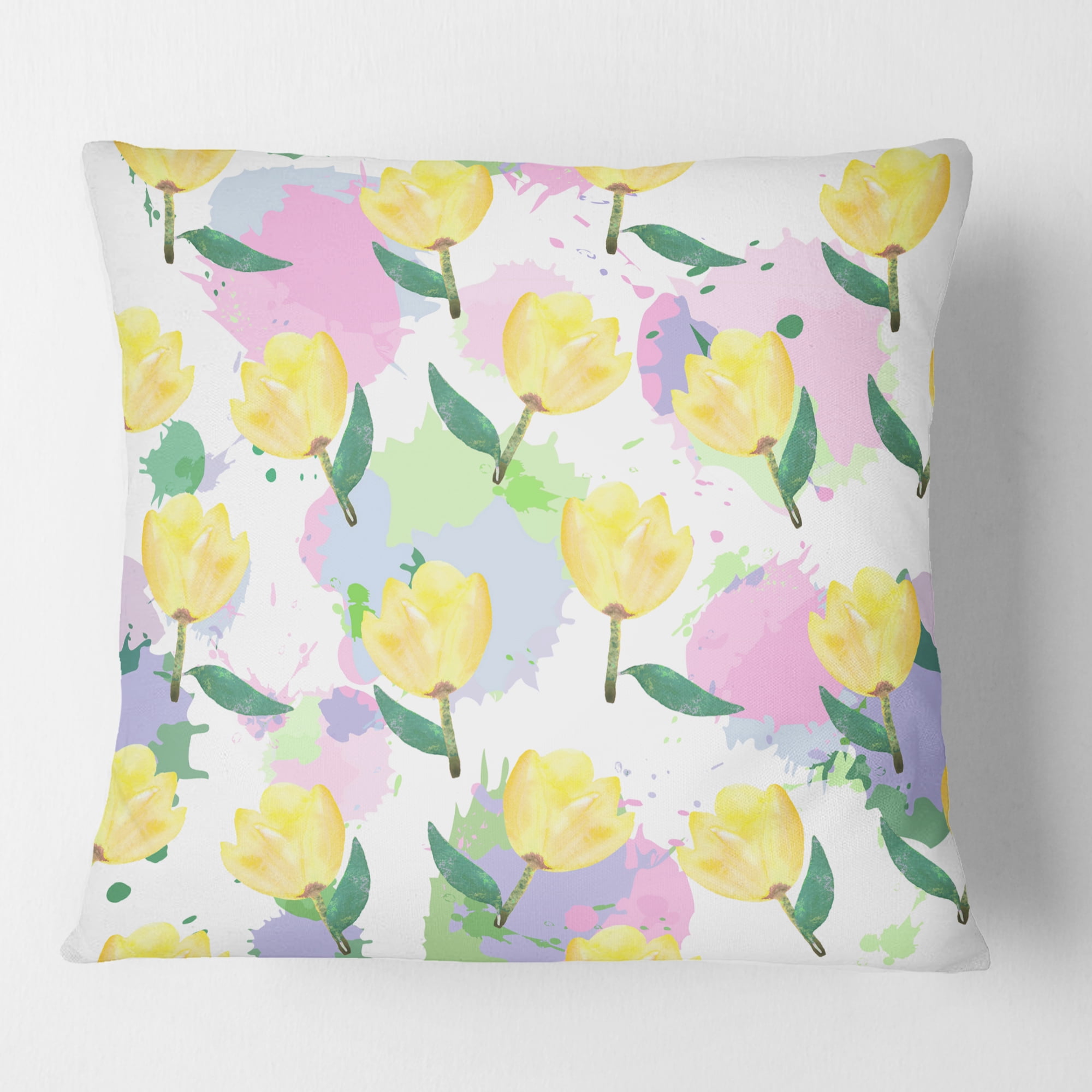 Designart Floral pattern with flowers' Mid-Century Modern Throw Pillow - 16x16