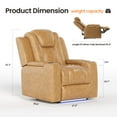 thumbnail image 3 of COLAMY Electric Power Recliner Living Room Chair with Adjustable Headrest, Leather Reclining Seat with Hidden Armrest Storage, Dual Cup Holders, USB Charging, LED, Light Brown, 3 of 13