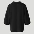 thumbnail image 6 of ClodeEU Women's Collar V Neck Batwing 3/4 Dolman Sleeve Blouse,Solid Curved Hem Casual Loose Shirt Top Black,Women's Plus L, 6 of 9