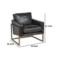 thumbnail image 5 of 30 Inch Classic Club Chair, Top Grain Black Leather Upholstery, Brass Frame, 5 of 5