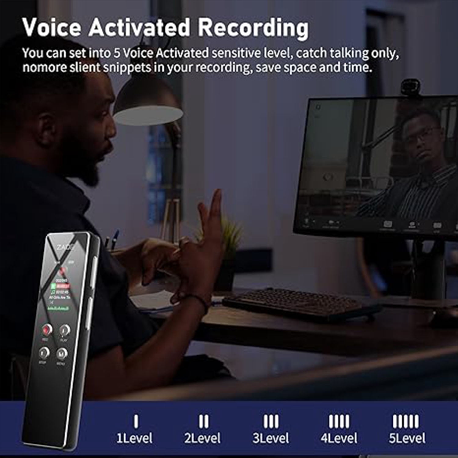 ZAQE A55 64GB Digital Voice Recorder with Playback USB Suitable for lectures, conferences, interviews, mini recorders, MP3