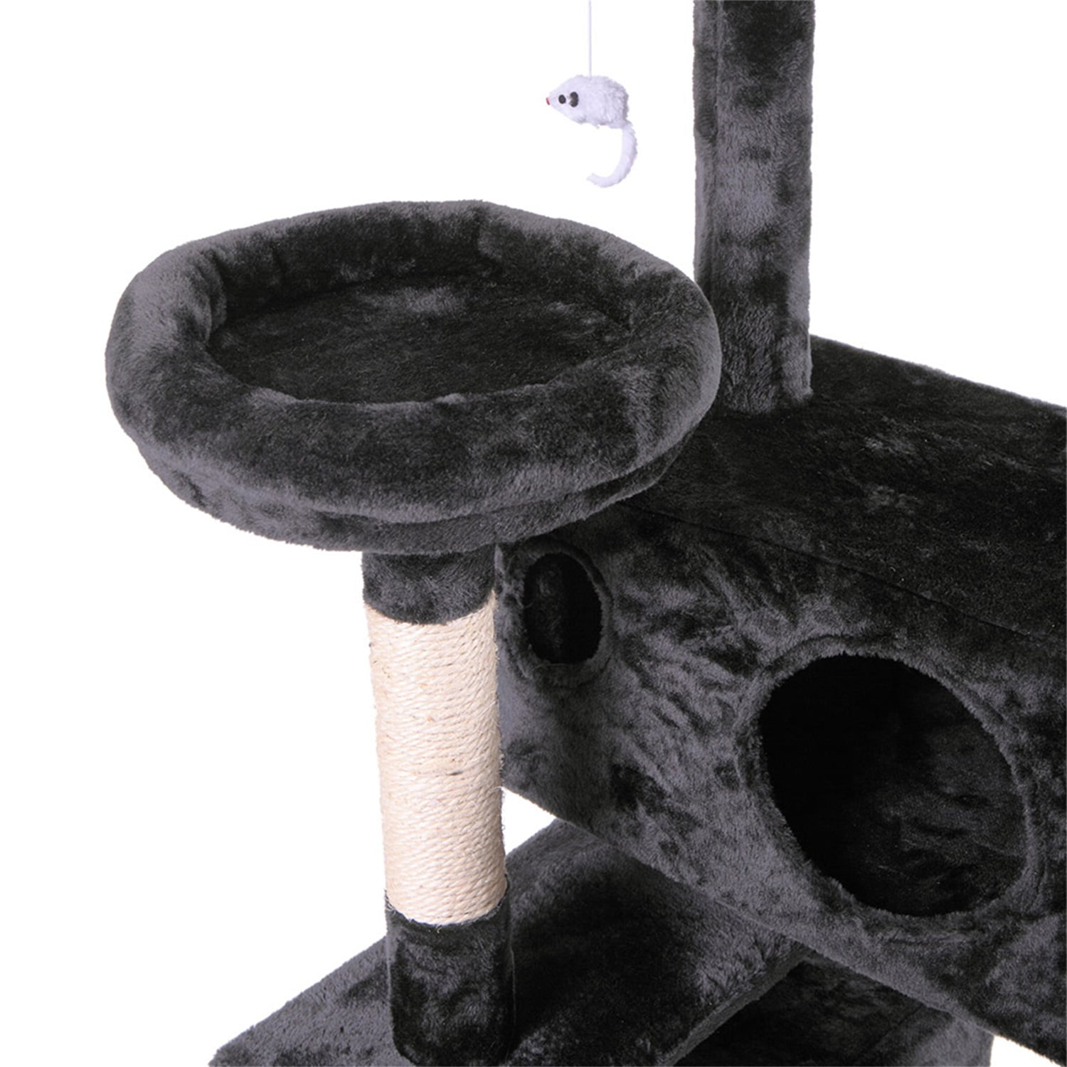 Pefilos 42" Cat Tree Tower, Small Cat Condo with Curved Metal Supporting Frame, Cat Tree House with Perch and Hanging Ball, Gray Pefilos 42" Cat Tree Tower, Small Cat Condo with Curved Metal Supporting Frame, Cat Tree House with Perch and Hanging Ball, Gray