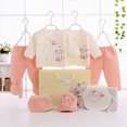 thumbnail image 2 of CAUYDY Infant Boys Outfits Preemie Girls Clothes Unisex Newborn Sleepers Long Sleeved Shirt Hat Pants Bib Bellyband 7Pcs Comfy Set Fall Winter Sizes 0-3 Months,Pink, 2 of 5