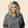 thumbnail image 4 of Dalix UFO Embroidered Fleece Cropped Hoodie Cold Fall Winter Women in Deep Heather L Large, 4 of 5
