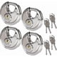 thumbnail image 1 of Set Of 4 Stainless Steel Security Circular Padlocks, Rust Resistant Disc Padlocks, 1 of 4
