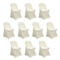 Efavormart 10 Pack Beige Spandex Folding Slip On Chair Covers, Stretch Fitted Chair Covers - 160 GSM