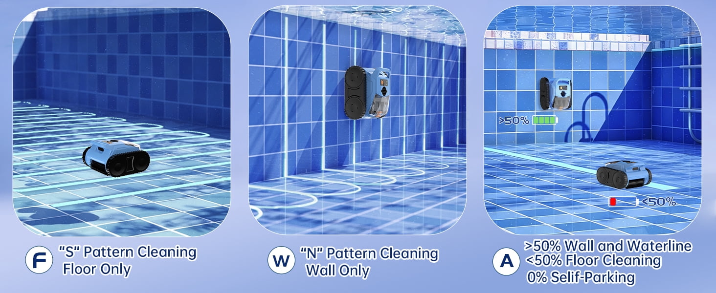 Robotic Pool Cleaners, Wall Climbing Pool Vacuum for Inground Pools, Pool Floors, Drain & Walls & Waterline, Cleaning Up to 2100 Sq.ft, 180 Min