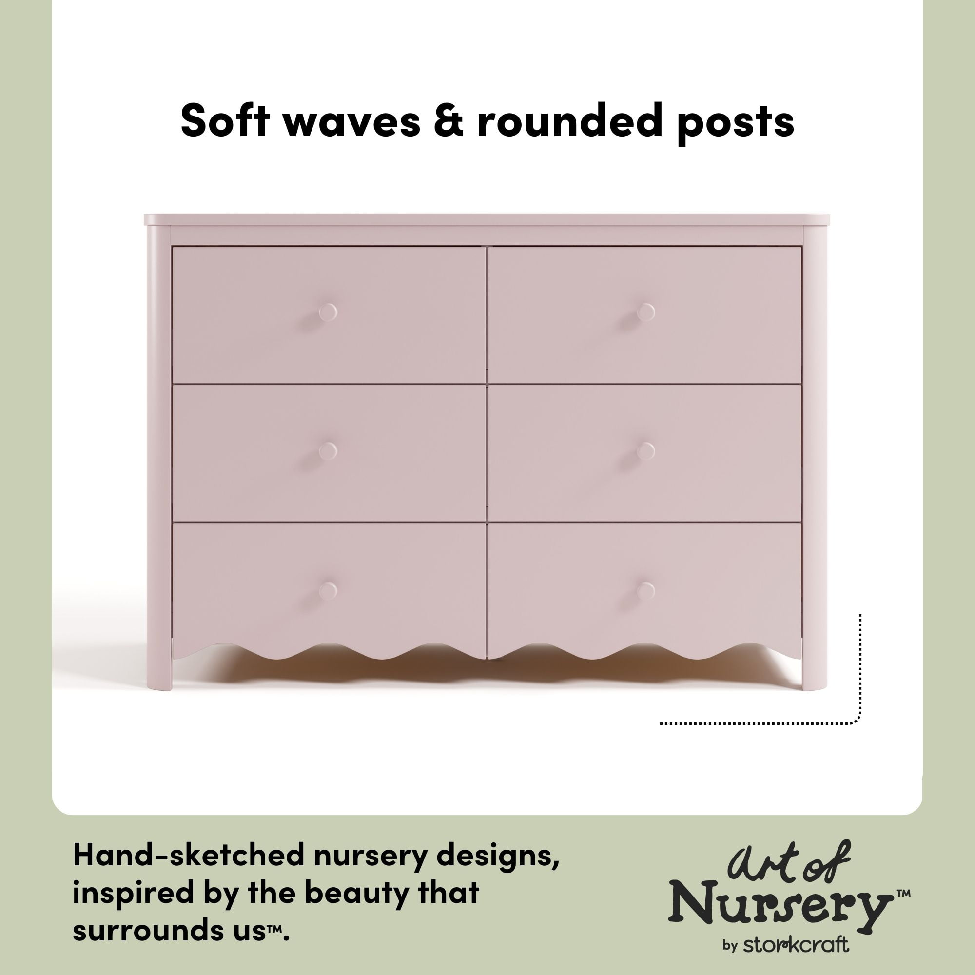 Art of Nursery by Storkcraft Casablanca 6 Drawer Nursery Dresser, Blush