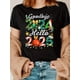 thumbnail image 1 of Camiseta de Nochevieja para mujer. Tejido de punto informal con cuello redondo, manga corta y corte ajustado. Top con estampado de dibujos animados para todas las estaciones. Camiseta deportiva inform, 1 of 6
