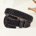 thumbnail image 3 of YAOBAMM Rhinestone Buckle Belt Women Belt Rivet Rhinestones Punk Style Adjustable Length Multi Holes Pin Buckle Hip Hop Fashion, 3 of 7