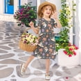 thumbnail image 6 of Shark Palm Tree Pattern Girls Short Sleeve Dress A Line Sun Protection Breathable Comfort Sundress 2T, 6 of 8